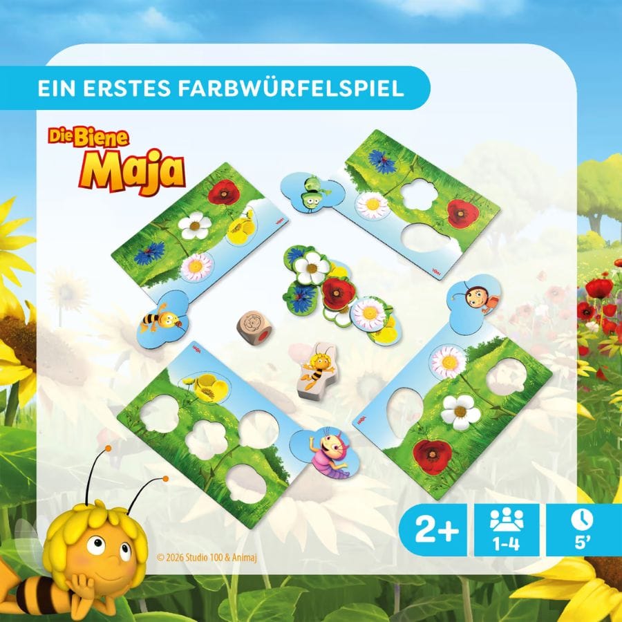 Haba Lernspielzeug HABA Meine ersten Spiele – Biene Maja Wiese – Farben- und Formen-Spiel ab 2 Jahren