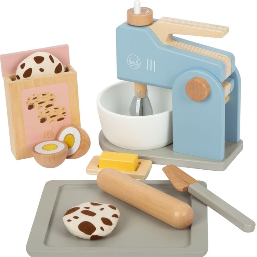 Legler Kinderküche small foot Mixer-Set „tasty“ aus Holz – Kinderküchen-Backset mit 11-teiligem Zubehör, ab 3 Jahre