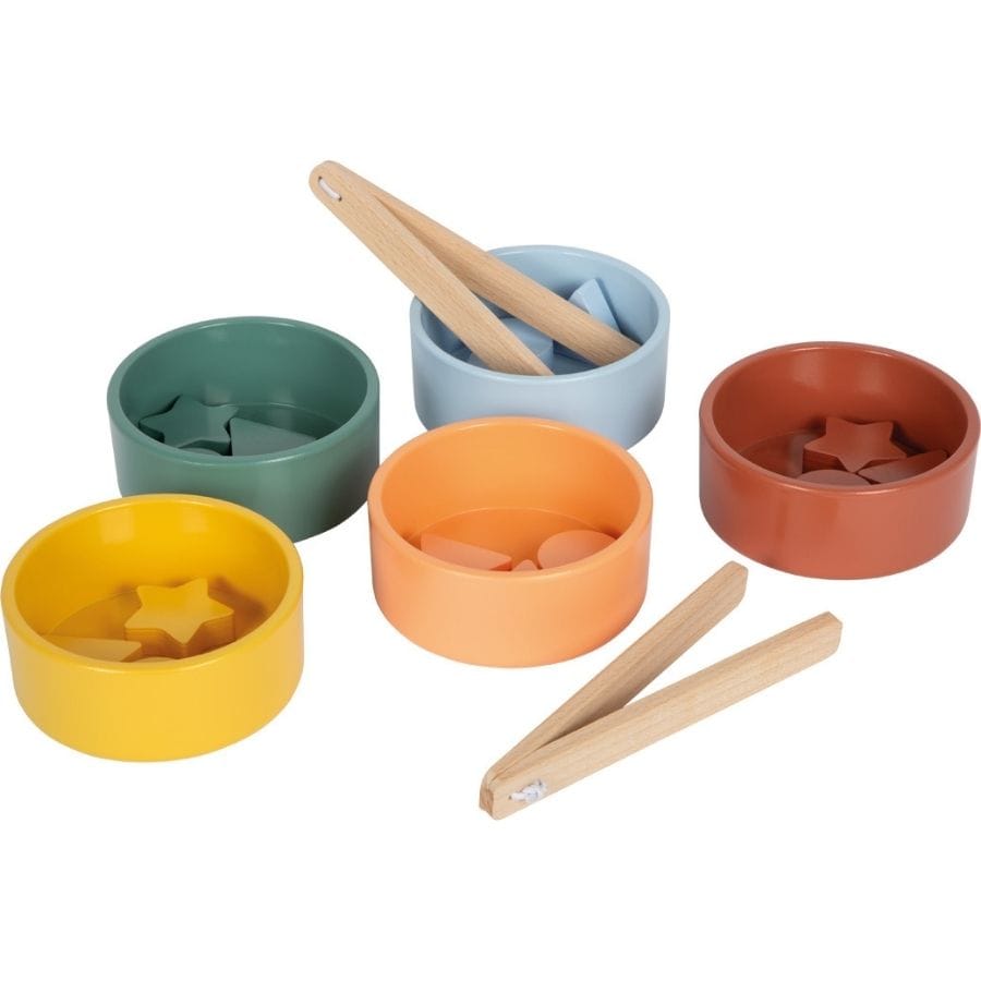 Legler Sortier-, Stapel- & Steckspielzeug small foot Montessori Sortierspiel mit Zange aus Holz – Farben & Formen lernen, ab 12 Monate