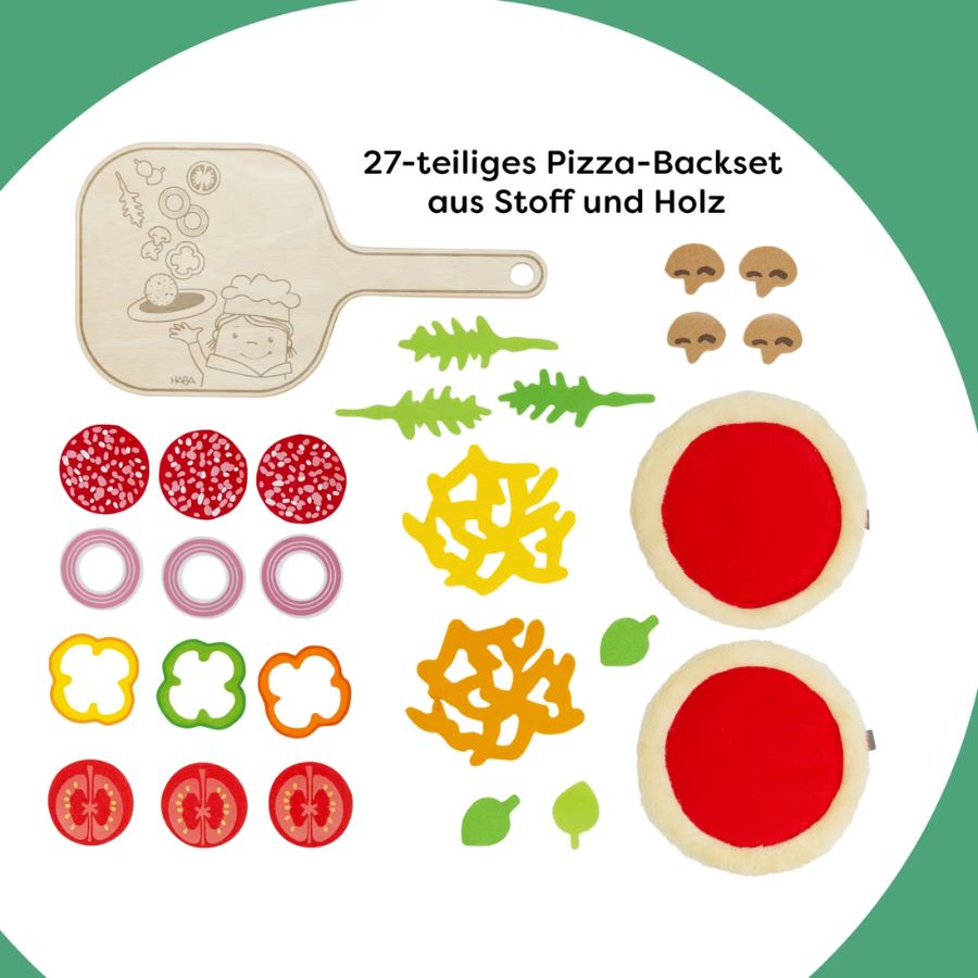 HABA Creative Play Pizza-Set mit Brettchen – Spielküche Zubehör, ab 3 Jahre