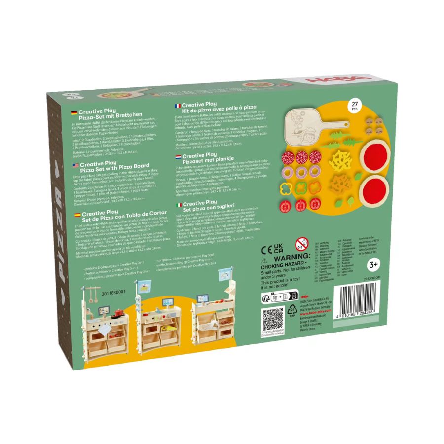 HABA Creative Play Pizza-Set mit Brettchen – Spielküche Zubehör, ab 3 Jahre