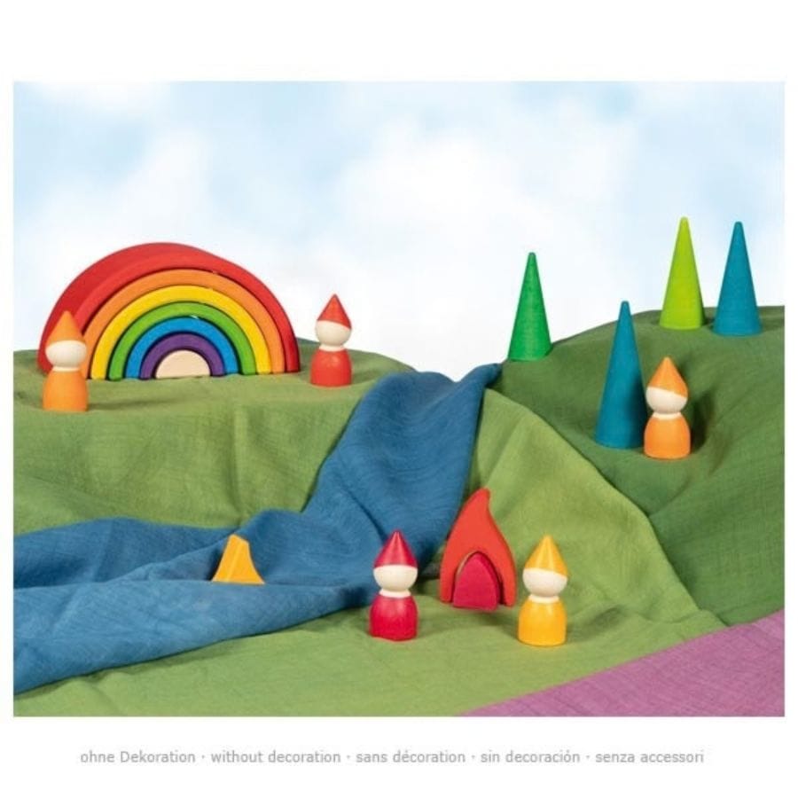 Goki Sortier-, Stapel- & Steckspielzeug Bausteine „Kleiner Regenbogen“ – goki evolution, aus Holz, ab 2 Jahre