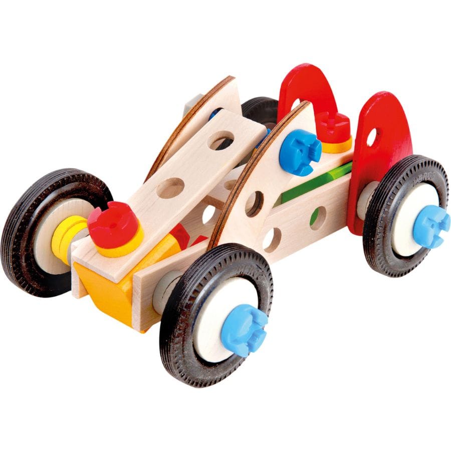 HEROS Bausteine & Bauspielzeug Heros Constructor Rennwagen – 50-teiliges Holz-Bauset für 3 verschiedene Autos ab 3 Jahren