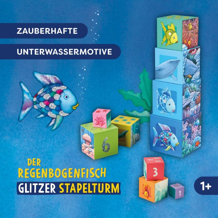 haba Bausteine & Bauspielzeug HABA Stapelturm Glitzer – Der Regenbogenfisch – Stapelspiel ab 1 Jahr