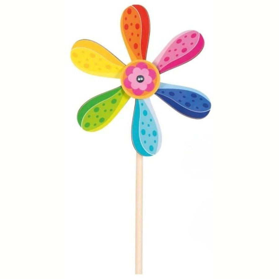Goki Dekoration Rosa goki Windmühle „Wirbelwind“ – buntes Windrad aus Holz für Garten & Balkon