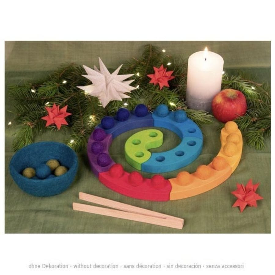 Goki Sortier-, Stapel- & Steckspielzeug goki Farbsortierspiel & Adventsspirale aus Holz – 34-teilig ab 3 Jahr
