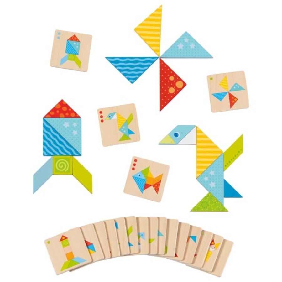Goki – Bunte Tangram Welt aus Holz, Lernspiel ab 3 Jahren