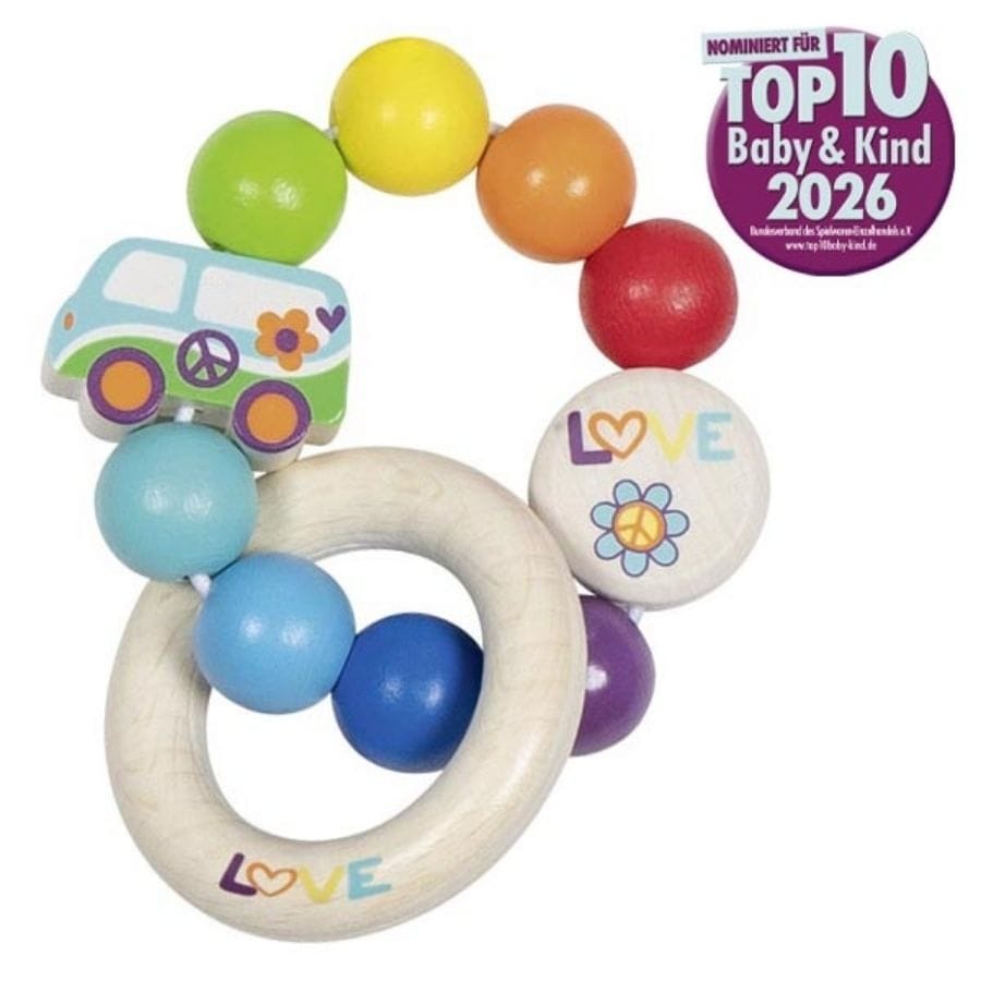 Goki Greifling Greifling Elastik Regenbogen Van – Holzgreifling Made in Germany