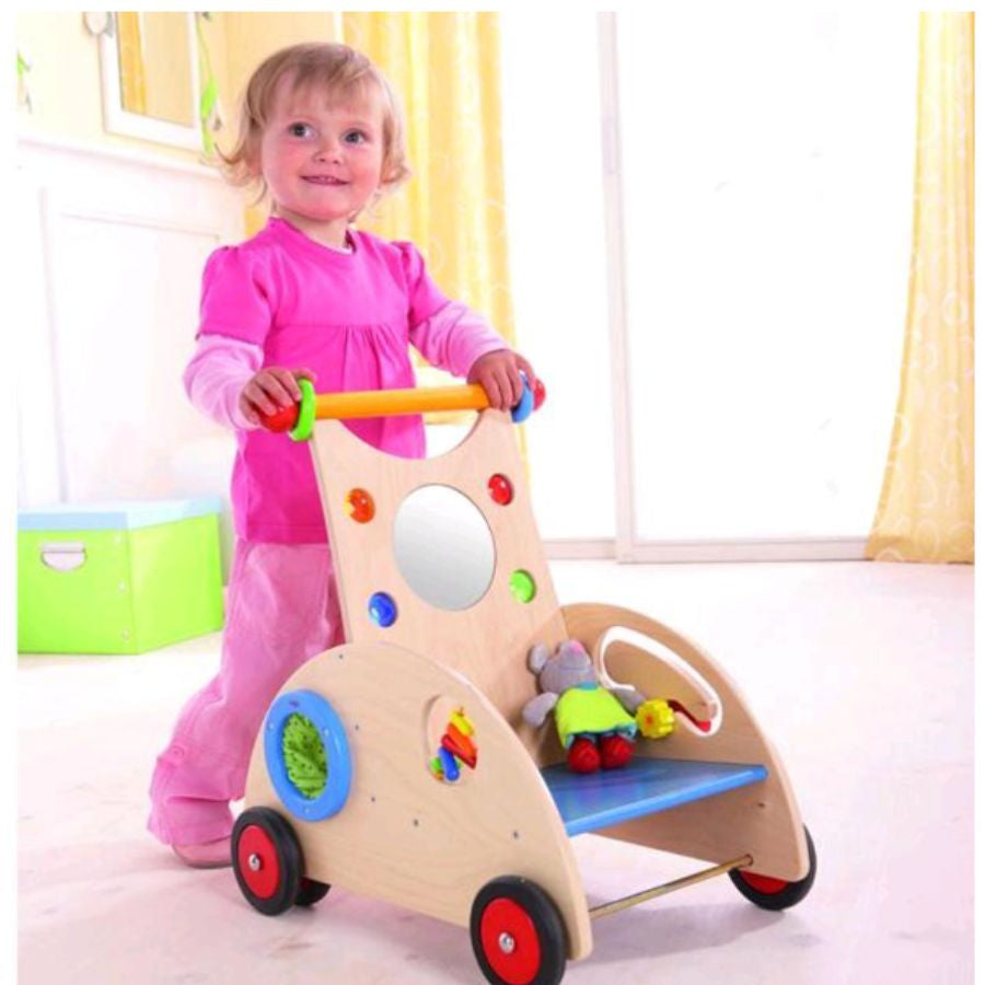 HABA Entdecker-Lauflernwagen – stabiler Holzlaufwagen ab 10 Monaten