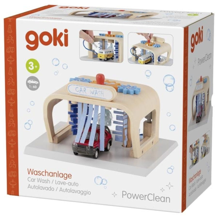 goki Waschanlage „PowerClean“ – Holz-Waschanlage mit drehbaren Bürsten, ab 3 Jahre