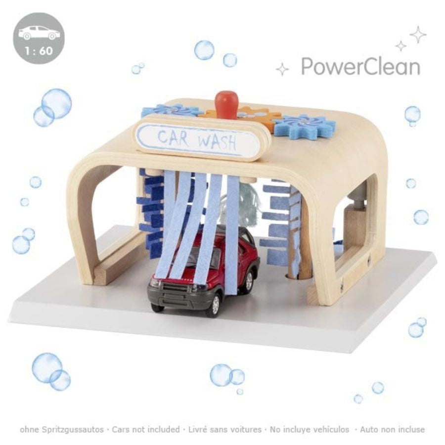 goki Waschanlage „PowerClean“ – Holz-Waschanlage mit drehbaren Bürsten, ab 3 Jahre