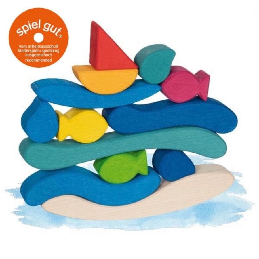 Goki Bausteine & Bauspielzeug Goki Stapelspiel „Wasserwelt“ – goki evolution Holzspielzeug, ab 3 Jahre