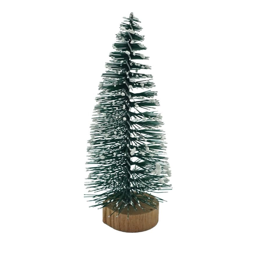 Tanner Wichtel Weihnachtsbaum mit Schneeoptik – Miniatur-Tannenbaum mit Holzsockel, ca. 10 cm, Einzelansicht
