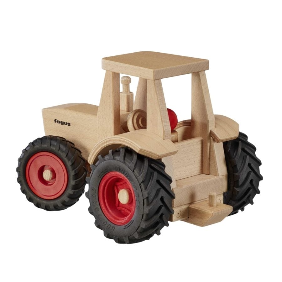 Fagus Holzfahrzeug Fagus Traktor XXL All-Road mit 2 Püppchen & Lenkfunktion – 25 cm | Holzspielzeug - ab 24 Monate