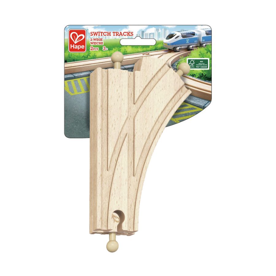 Hape – Y-Eisenbahnschienen aus Holz, Weichen, 2 Stück, ab 3 Jahren