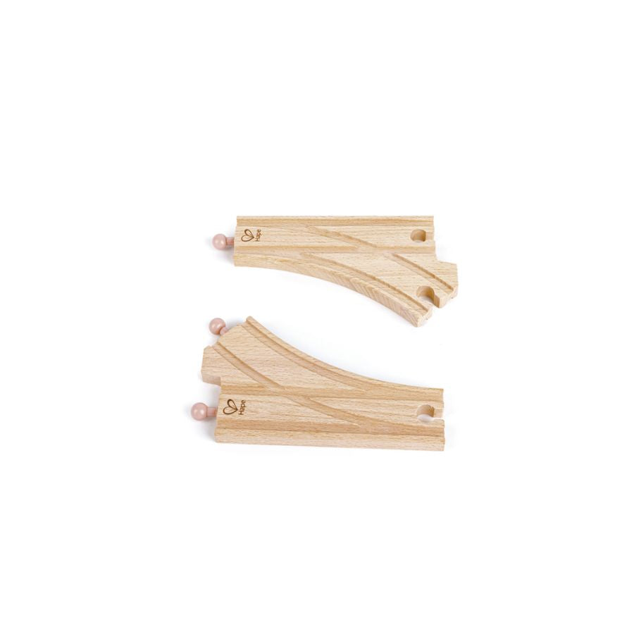 Hape – Y-Eisenbahnschienen aus Holz, Weichen, 2 Stück, ab 3 Jahren