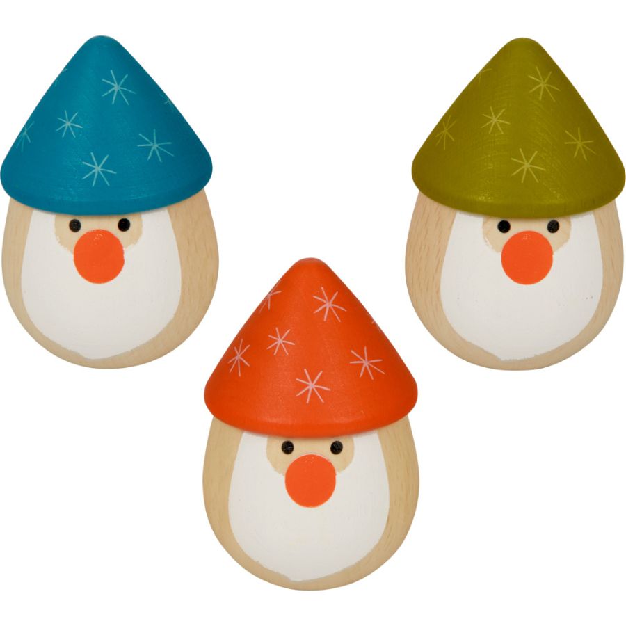 Spiegelburg Rassel-Ei Santa aus Holz – Wintertiere im Weihnachtswald