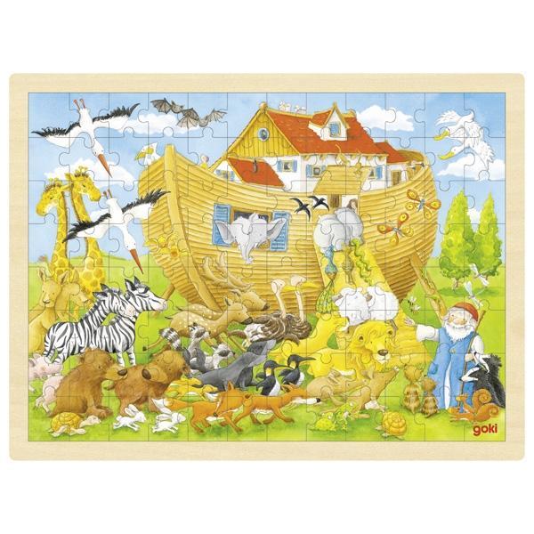Einlegepuzzle Einzug in die Arche Noah Holzpuzzle 96 Teile - Nr. 57535 - Goki - Puzzle