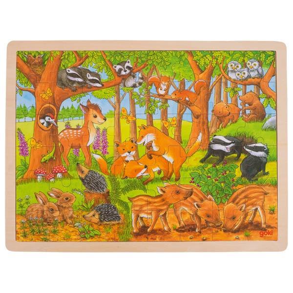 Einlegepuzzle Tierkinder im Wald Holzpuzzle, 48 Teile Nr. 57734 - Goki - Puzzle