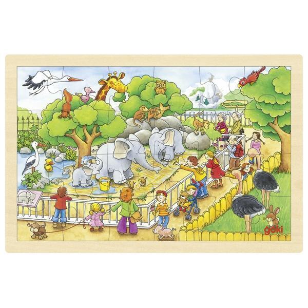 Einlegepuzzle Zoobesuch Holzpuzzle 24 Teile Nr. 57808- Goki - Puzzle