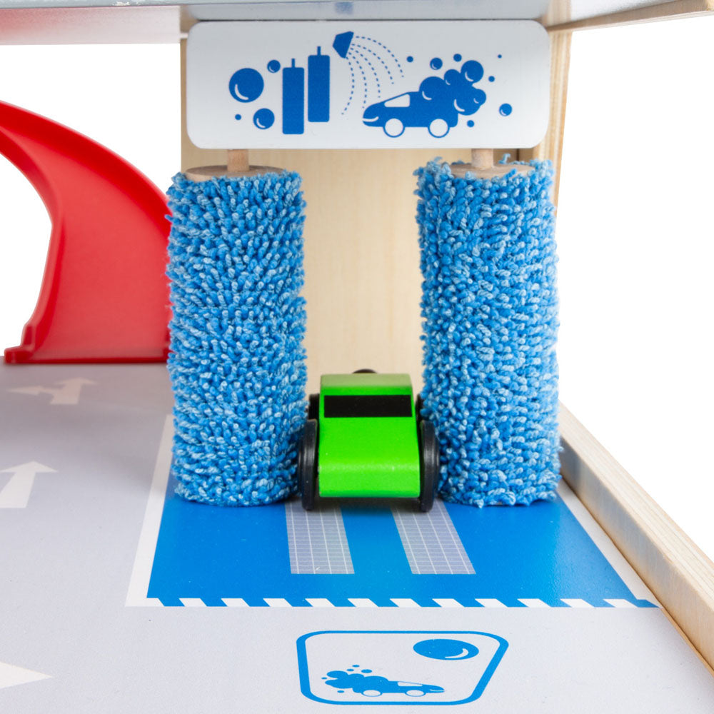 Spielzeug Parkhaus mit Waschanlage drehbare Walzen